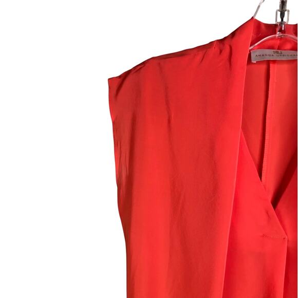 Amanda Uprichard Silk Blouse Wms Size P Orange Sleeveless Drape Front Modern lux - Picture 5 of 7
